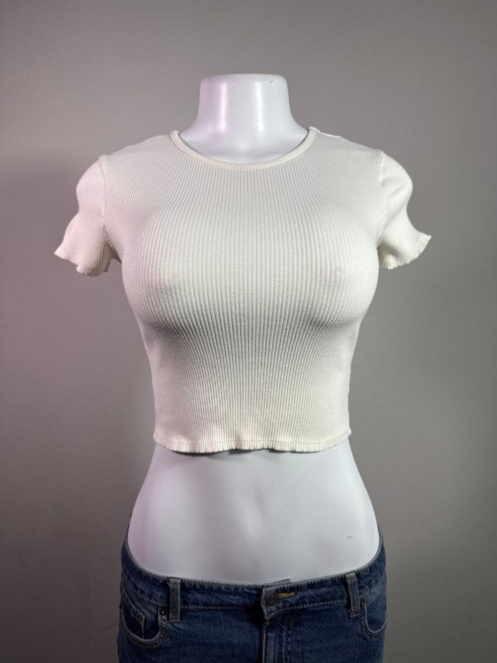 Naked Wardrobe white ribbed crop baby tee – Women's Used Clothing